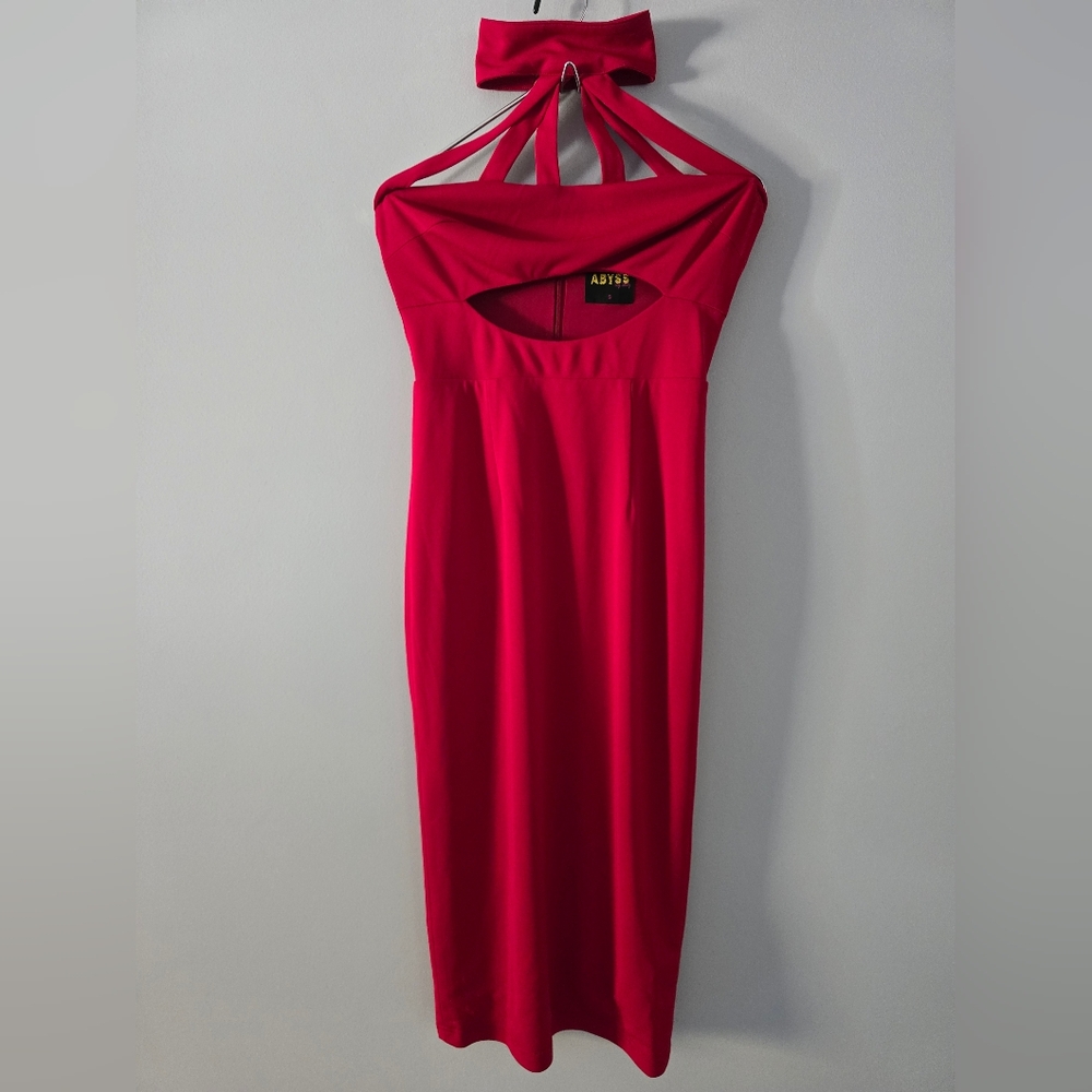 ABYSS by Abby Red High-Neck Cut-out Strappy Open Back Bodycon Dress Size S